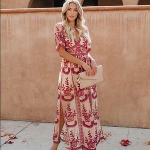NWT VICI BohoGlamour Embroidered Lace Maxi Dress L